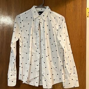 J Crew Black and white polka dot button down shirt